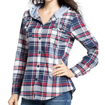 2017 Frühlingsmode Damen Tops Plaid Baumwolle Casual Bluse